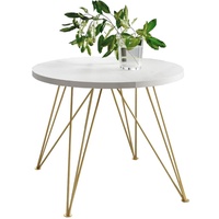 GRAINGOLD Loft runder Tisch 120 cm Gold Tanos - Holz, Metall, Loft - Lofttisch, Wohnzimmer - Marmur Bianco