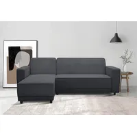 Ecksofa DOREL HOME "Allie Schlafsofa 230 cm mit Relaxfunktion in der Rückenlehne" Sofas Gr. B/H/T: 230cm x 82cm x 154cm, Cord, Recamiere beidseitig montierbar, grau (anthrazit) Schlaffunktion (108194,5cm), trendiger Cord o. pflegeleichter Velours