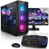 Megaport Komplett Set Gaming PC AMD Ryzen 7 5700G • Windows 11 • AMD Radeon Vega 8 • 27" Monitor • 1000GB M.2 SSD • 32GB DDR4 • WLAN • Tastatur • Maus pc Gaming komplettpaket