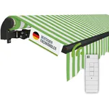 empasa Elektrische Gelenkarmmarkise 'Start Plus' Markise Sonnenmarkise Sonnenschutz, komplett vormontiert, Verschiedene Größen und Farben, Farbe:grün/weiß, Größe:250 x 200