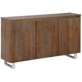 Home Affaire Sideboard »Lagos«, Kommode aus massivem Kiefernholz, mit weiß lackiertem Beingestell, braun