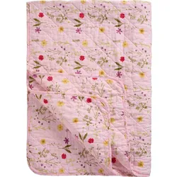 IB Laursen Quilt rosa mit Gartenblumen, 180 x 130 cm