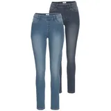 FLASHLIGHTS Jeansjeggings Packung, 2er-Pack, enge Passform, Röhrenjeans, Used-Look-Waschung, hohe Leibhöhe, Gr. 44 - N-Gr, dkblus/bluus, , 13692128-44 N-Gr