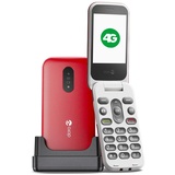 Doro 2820 4G Klapphandy für Senioren, entsperrt - Große sprechende Tasten - Kamera - Bluetooth - Notruftaste - Einfaches Mobiltelefon ohne Internet (Rot/Weiß)