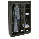 Kleiderschrank Kleider-Schrank Kleiderstange Wardrobe m. 5 Ablagefächern schwarz