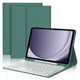 FOGARI Hülle mit Tastatur für Samsung Galaxy Tab A9 Plus 11 Zoll 2023, QWERTZ Deutsche Magnetisch Abnehmbarer Bluetooth Tastatur für Samsung Galaxy Tab A9+/A9 Plus 2023, Dunkelgrün