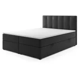 möbel punkt Boxspringbett ROM mit Bettkasten 180 x 200 cm Webstoff Schwarz Bett