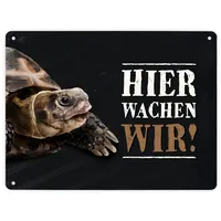 Trendaffe Hier wachen wir! Metallschild XL mit Schildkröte Motiv