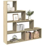 vidaXL Raumteiler-Bücherregal 4 Stufen Sonoma-Eiche 143,5x29x143,5 cm