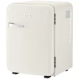 First Austria TZS First Austria Minikühlschrank 40L | vollkommen lautlos | Retro-Design | Temperaturregler | LED-Beleuchtung | 2 Türfächer + 4 flexible Einlegeböden