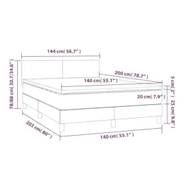 vidaXL Boxspringbett mit Matratze & LED Creme 140x200 cm Stoff