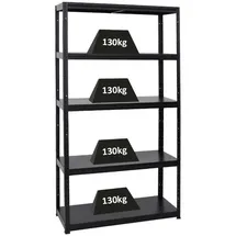 Proregal Schwerlastregal Steel Eagle HxBxT 180 x 100 x 40 cm Fachlast 130kg Schwarz Metall, Rechteckig, 100x180x40 Freizeit, Heimwerken, Werkstatt, Schwerlastregale
