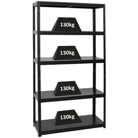 Proregal Schwerlastregal Steel Eagle HxBxT 180 x 100 x 40 cm Fachlast 130kg Schwarz Metall, Rechteckig, 100x180x40 Freizeit, Heimwerken, Werkstatt, Schwerlastregale