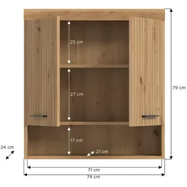 xonox.home Hängeschrank 2er - holzfarben - Maße cm B: 74 H: 79