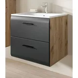 Inn.Furn Waschtisch Cover (Set Waschbeckenunterschrank mit Waschbecken, Breite 60 cm), mit 2 großen Schubkästen schwarz