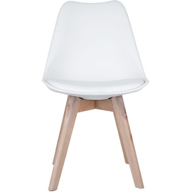 ETC Shop etc-shop Esszimmerstühle Eiche weiß Schalenstühle 4er Set Küchenstühle Holz, Kunststoff, PP Sitzpolster, PU Leder, BxTxH 48x42x82 cm, 4er Set