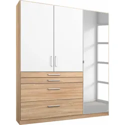 Kleiderschrank RAUCH "Harburg Bestseller im Schlafzimmer", weiß (struktureichefarben hell, weiß), B:136cm H:197cm T:54cm, Schränke, Schlafzimmerschrank Schrank Garderobe mit Spiegel