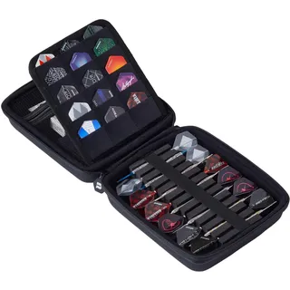 Unicorn Ultra Dart-Etui, schlankes schwarzes Design mit geprägtem U-Logo, extra Stauraum für Ersatzteile und Zubehör, groß, Schaumstoff-Innenseite hält und schützt 4 Sets voll beladener Dartpfeile