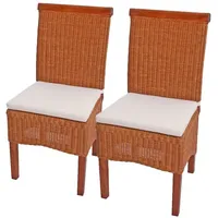 Mendler 2er-Set Esszimmerstuhl Korbstuhl Stuhl M42, Rattan - mit