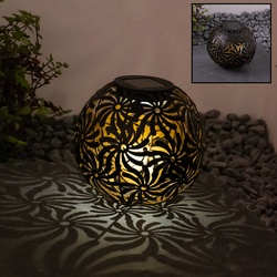 LED Solar Steck Leuchte Geflecht Kugel Garten Deko Erdspieß Lampe SCHWARZ GOLD