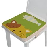 Chickwin Sitzerhöhung Stuhl Kind, Waschbar Baby Tragbar Sitzkissen Kinder Tragbares Boostersitze Verstellbar Zerlegbar Kleinkind Sitzerhöhung Kissen für Esstisch Reise (Katze,40x40x5cm)