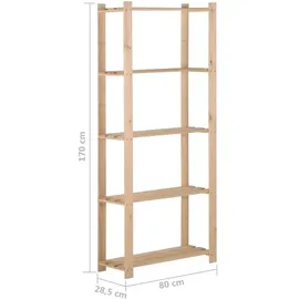 vidaXL Lagerregal mit 5 Böden 80x28,5x170 cm Massivholz Kiefer