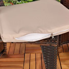 MuCoLa 3er Set Sitzhocker Tisch Aus Poly Rattan In Braun Sitzgarnitur