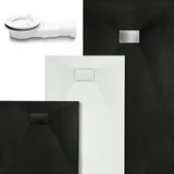 VILSTEIN Duschwanne, Antirutsch, Flach, Steinoptik, Inkl. Siphon, 120 X 70 X 3 cm Weiß