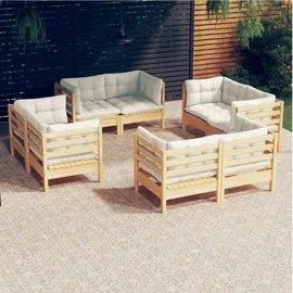 vidaXL Garten-Lounge-Set 8-tlg. creme Kiefernholz