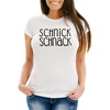 MoonWorks Print-Shirt Damen T-Shirt Schnick Schnack Slim Fit Moonworks® mit Print weiß L