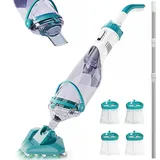 FOTING 1.0 Poolsauger mit Akku, Poolreiniger mit Filter, Pool Bodensauger mit Betriebsdauer bis zu 60 Minuten, Teleskopstange, Absaugung bis zu 4200L/H,Above Ground