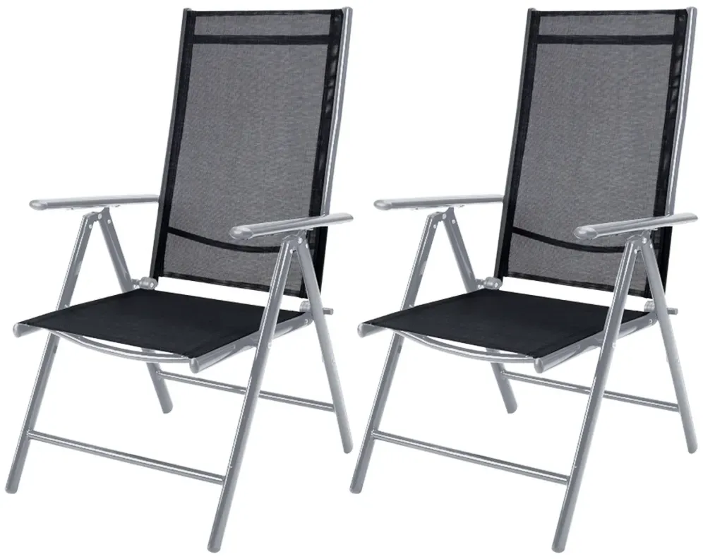 Garden Chair Bern 2Pcs Set Silver Aluminium Foldable
