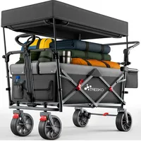 TRESKO Bollerwagen faltbar mit Dach schwarz