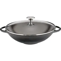 KÜCHENPROFI Gusseisen Wok Set PROVENCE 30 cm mit Glasdeckel
