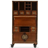 Casa Padrino Luxus Vintage Stil Barschrank mit Rollen Braun
