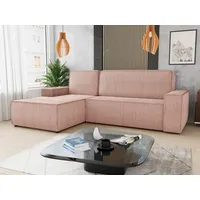 Ecksofa Totti L mit Schlaffunktion und Bettkasten - Cord Stoff - L-Form Couch, Polstersofa, Schlafsofa, Sofagarnitur (Rosa (Poso 052) Seite: Links) - Rosa