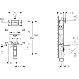 Geberit Kombifix Basic mit Delta UP-Spülkasten 12cm
