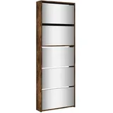 vidaXL Schuhschrank mit Spiegel 63 x 169,5 x 17 cm 5 Fächer räuchereiche / braun