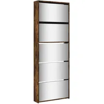 vidaXL Schuhschrank mit Spiegel 63 x 169,5 x 17 cm 5 Fächer räuchereiche / braun