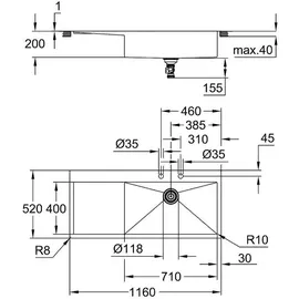 Grohe K1000 mit Abtropffläche