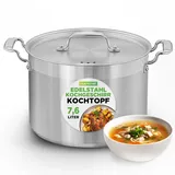 NutriChef 8 Liter Edelstahl-Topf - 18/8 Lebensmittelqualität Schwerer Großer Suppentopf für Eintöpfe, Suppen, Inklusive Deckel, Spülmaschinenfest, Geeignet für Induktion, Keramik & Halogenkochfelder