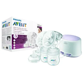 Philips Avent SCF334/02 Elektrische Doppel-Milchpumpe für mehr Milch auf natürliche Weise, mit 2 Naturnah-Flaschen