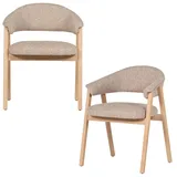 Livetastic Armlehnstuhl-Set Tunar, Natur, Holz, Textil, Eiche, massiv, eckig, 60x77x60 cm, Esszimmer, Stühle, Esszimmerstühle, Esszimmerstühle-Set