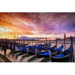 Fototapete PAPERMOON "Venedig Boote", bunt, B:3,00m L:2,23m, Vlies, Tapeten