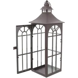 Dekoleidenschaft Laterne aus Metall & Glas 45 cm hoch Hängelaterne braun