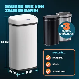 monzana Mülleimer Edelstahl Weiß