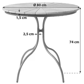 Cinas Garten-Kaffeetisch »Ellen«, ØxH: 80 x 73 cm, Tischplatte: Teakholz - grau