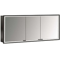 Emco prime Unterputz-Lichtspiegelschrank 949713596 1600x730mm, 3-türig, schwarz/spiegel