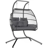 Outsunny Hängesessel oval Dunkelgrau 2-Sitzer mit Gestell