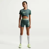 Nike Kinder Shorts Pro Dri-Fit, Größe M in Grün MINERAL SLATE/LT LIQUID LIME